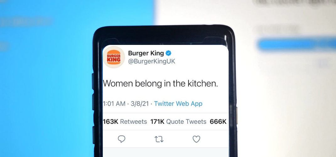 Burger King UK deleta tuíte aparentemente sexista