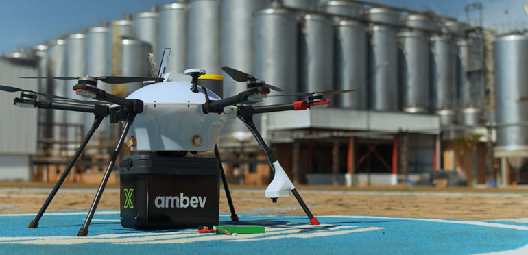 Ambev inicia teste de delivery de bebidas com drone