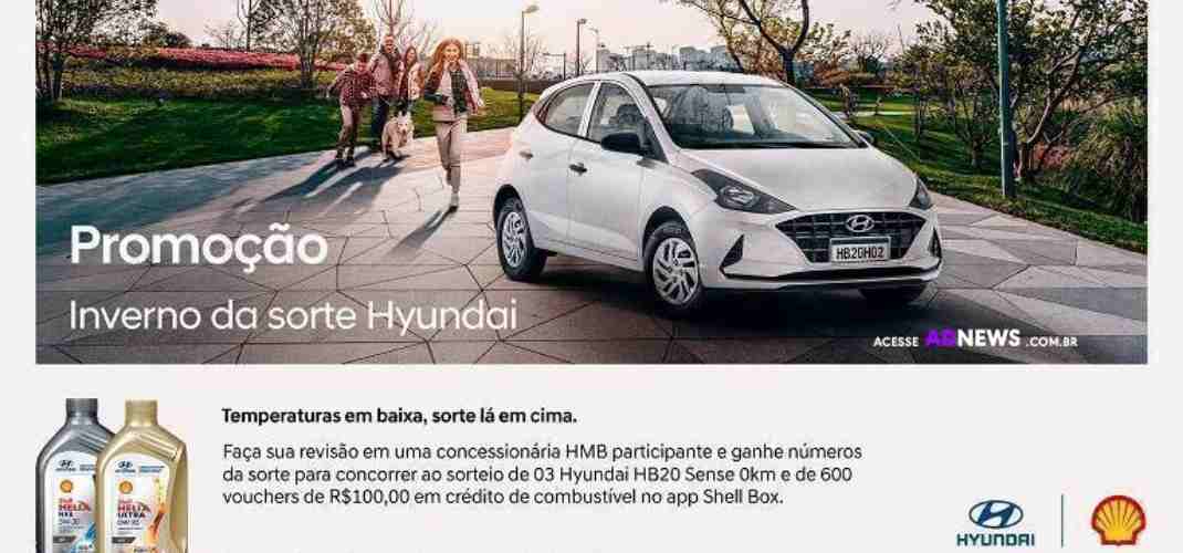 Hyundai lança promoção que vai sortear três HB20 zero-quilômetro