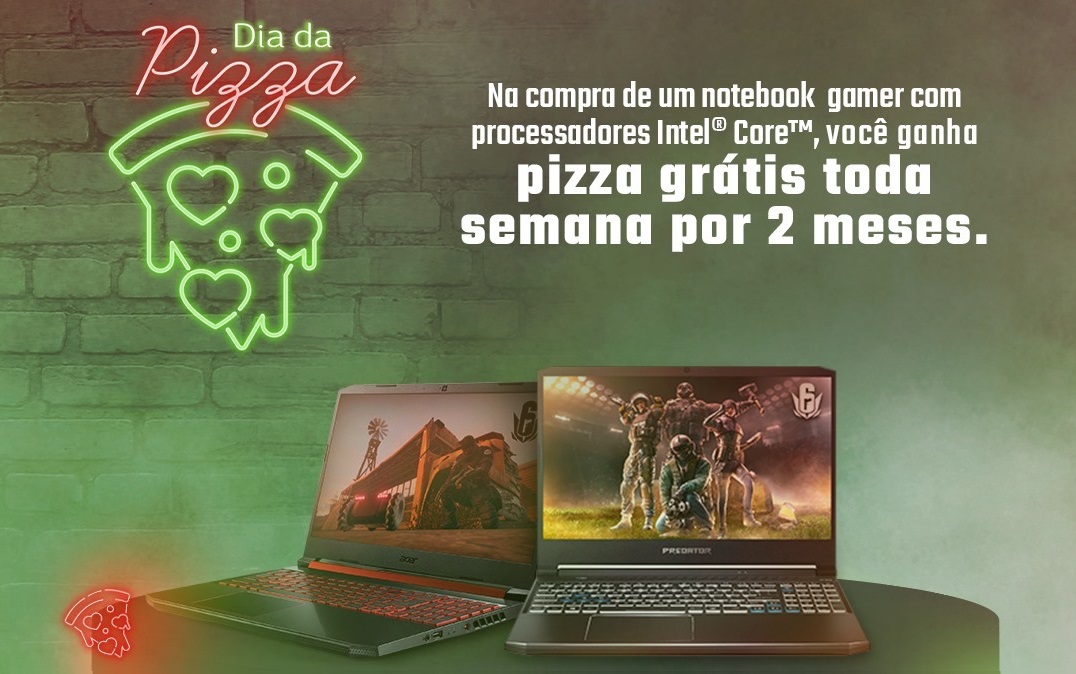 Acer pizza grátis na compra de notebooks gamers