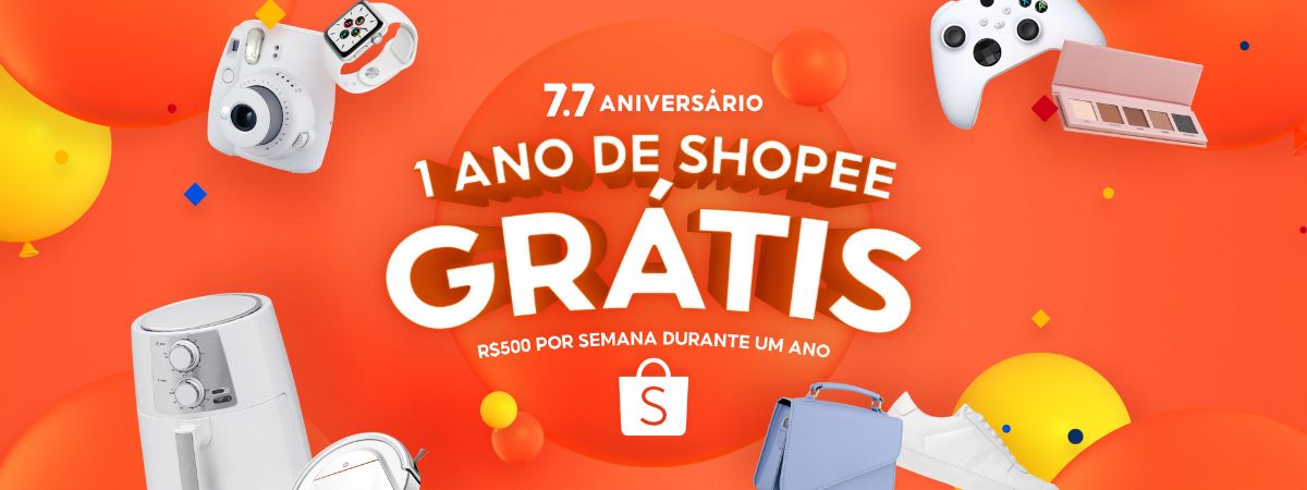 Shopee oferece 1 ano de compras grátis em comemoração