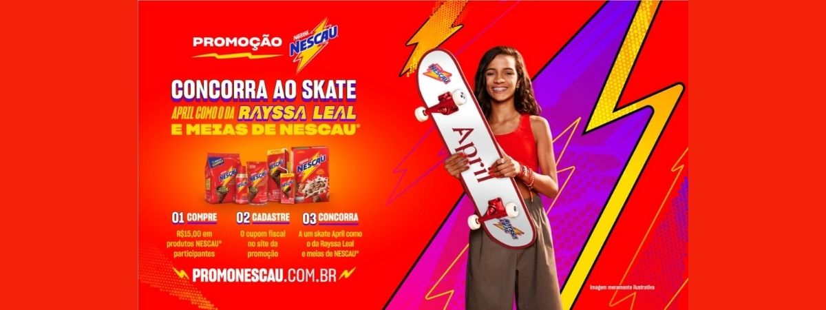 Nescau distribui skates em promoção com Rayssa Leal
