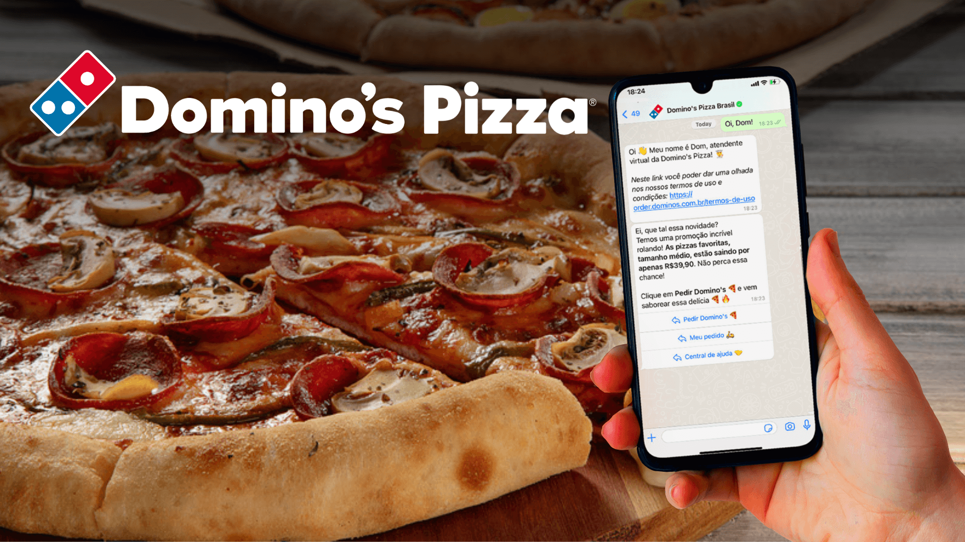 Domino’s Pizza lança experiência aprimorada no WhatsApp