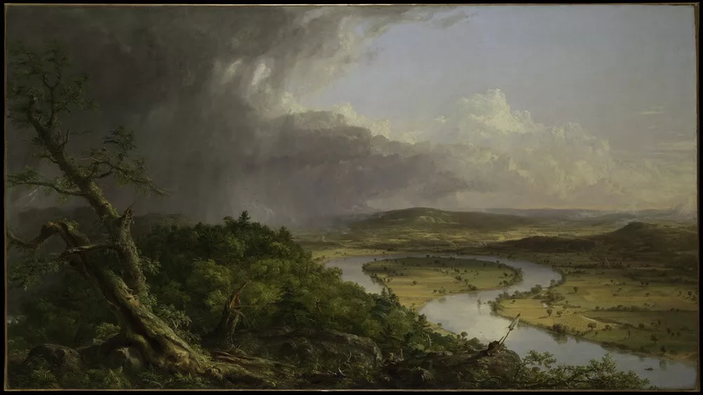 “Vista do Monte Holyoke, Northampton, Massachusetts, após uma tempestade – The Oxbow” (1836) por Thomas Cole